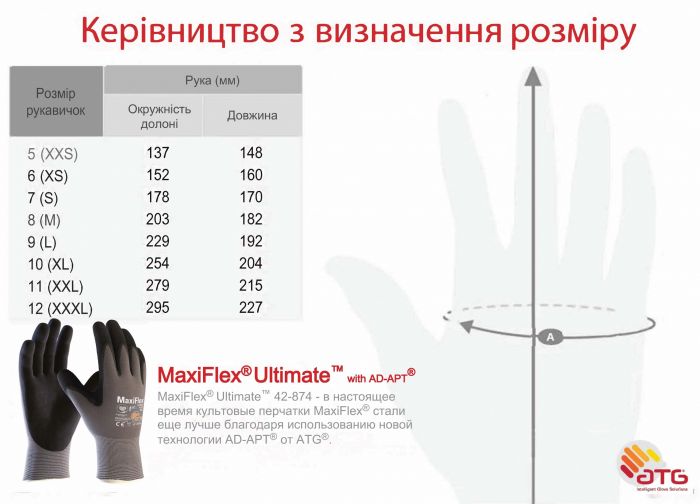 Захисні рукавички "MaxiFlex Ultimate Ad-apt"  [42-874] [Максі Флекс]