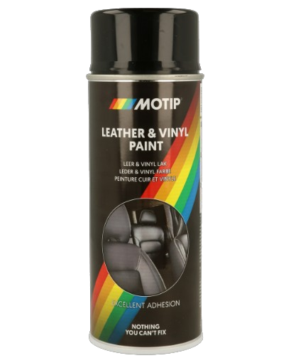 Емаль аерозольна для фарбування шкіри "Motip" Leather & Vinyl Paint (400 мл) чорна ["Мотіп" Літер Вініл Пейнт]