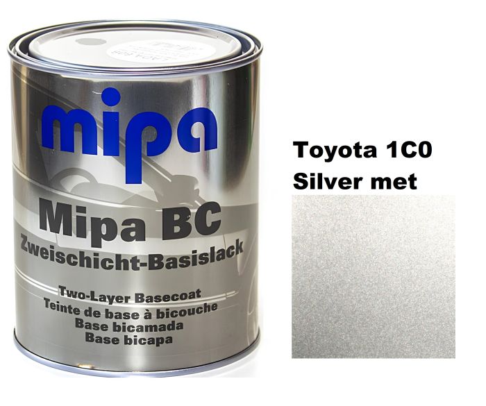 Базова автоемаль (металік) "Mipa Toyota 1C0 Silver met" 1л [Міпа Тойота Сільвер мет]