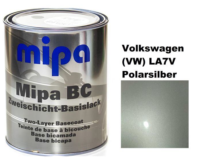 Базова автоемаль (металік) "Mipa Volkswagen (VW) LA7V Polarsilber" 1л [Міпа Фольксваген ЛА7В Полярсільвер]
