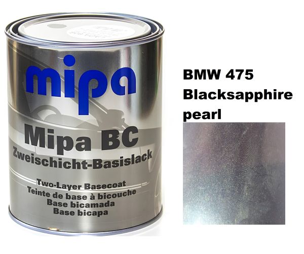 Базова автоемаль (металік) "Mipa BMW 475 Blacksapphire pearl" 1л [Міпа БМВ 475 Чорний сапфір]