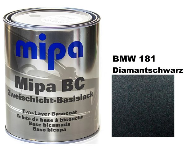 Базова автоемаль (металік) "Mipa BMW 181 Diamantschwarz" 1л [Міпа БМВ 181 Діамантшварц]