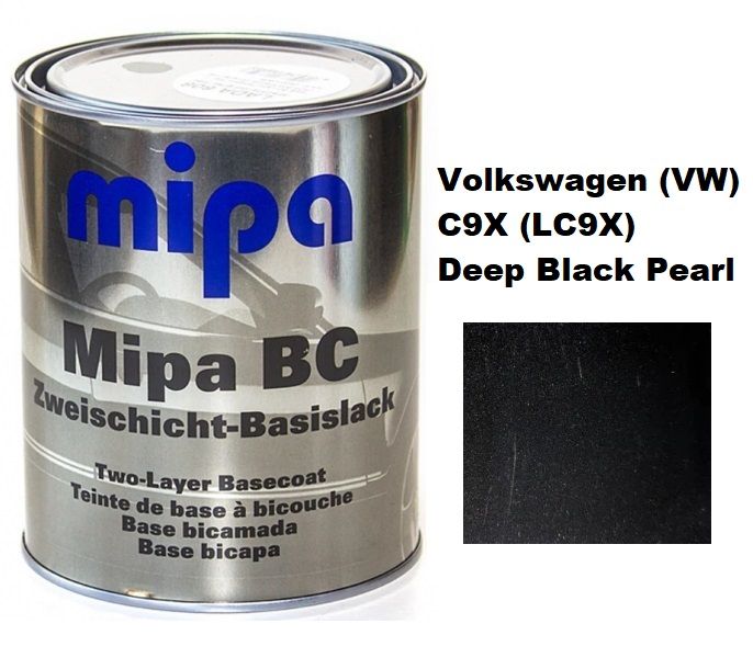 Базова автоемаль (металік) "Mipa Volkswagen (VW) C9X (LC9X) Deep Black Pearl", 1л [Міпа Фольксваген C9X (LC9X) Діп Блек Перл]