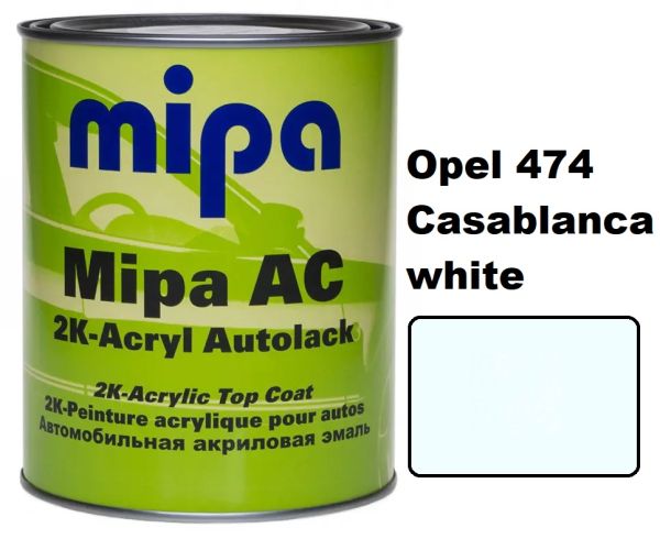 Автоемаль акрилова "Mipa Opel 474 Casablanca white" 1л [Міпа Опель 474 Касабланка Вайт]