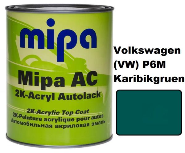 Автоемаль акрилова "Mipa Volkswagen (VW) P6M Karibikgruen" 1л [Міпа Фольксваген П6М Карибгруен]